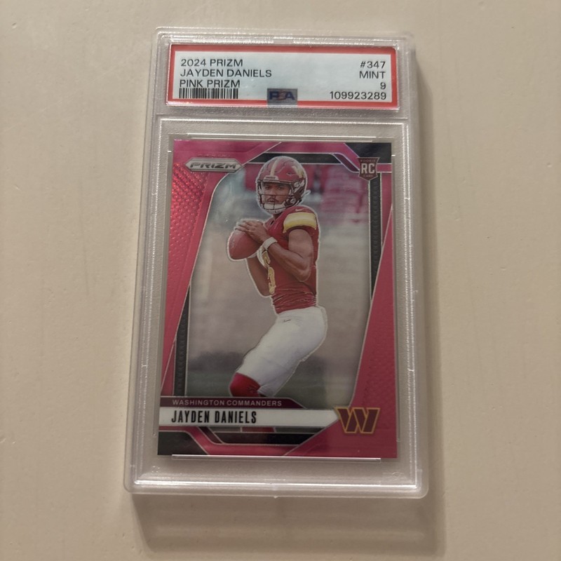 2024 Panini Prizm #347 Jayden Daniels Pink PSA 9 RC Rookie Commanders QB1🔥🔥🔥￼