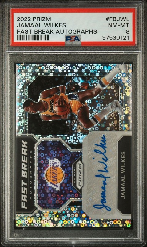 PSA 8 - JAMAAL WILKES Auto - 2022 Prizm Fast Break Autograph LOS ANGELES LAKERS