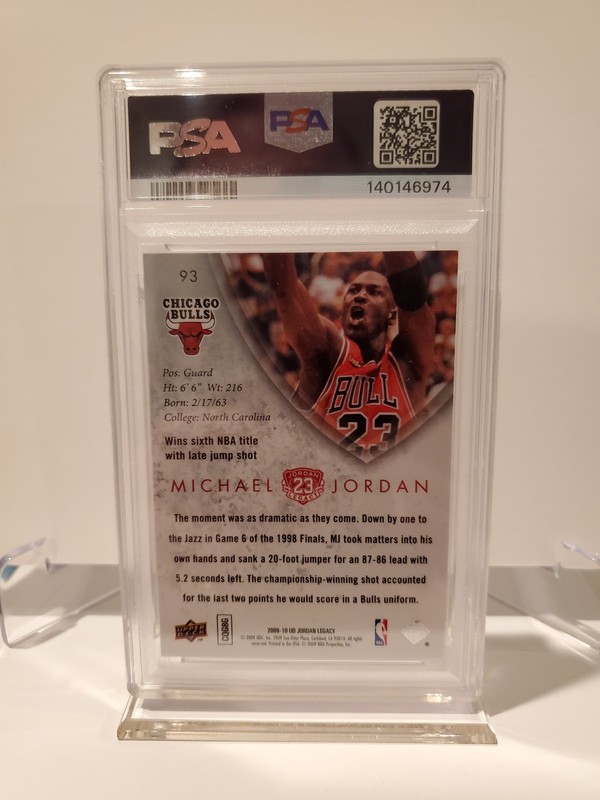 2009 Upper Deck Jordan Legacy Gold Michael Jordan #93 PSA 9 view 2