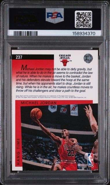 PSA 9 MINT 1993 Upper Deck Michael Jordan Dunking Chicago Bulls #237 Card view 2