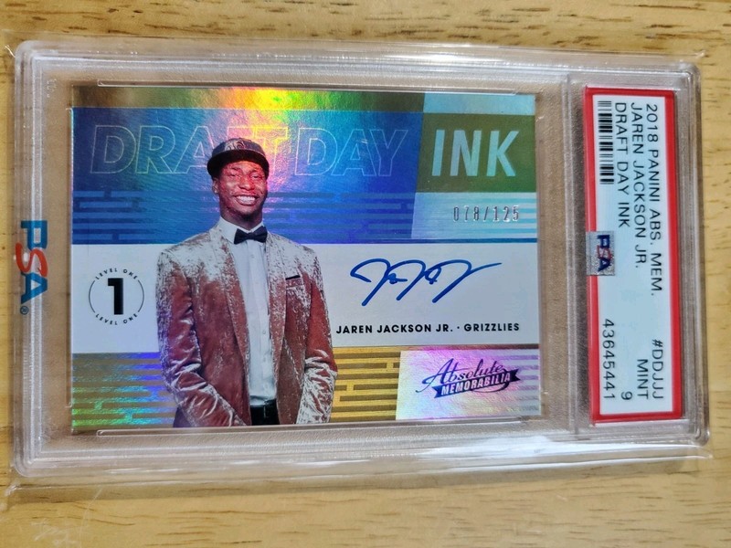 🏀 2018 Absolute  Jaren Jackson Jr. RC Draft Day Ink /125 PSA 9 On Card AUTO 🔥 