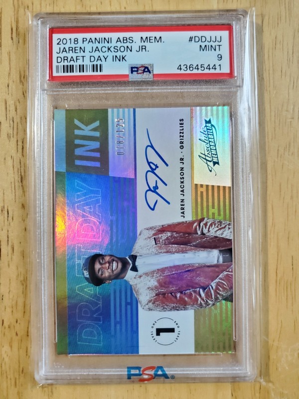 🏀 2018 Absolute  Jaren Jackson Jr. RC Draft Day Ink /125 PSA 9 On Card AUTO 🔥  view 2