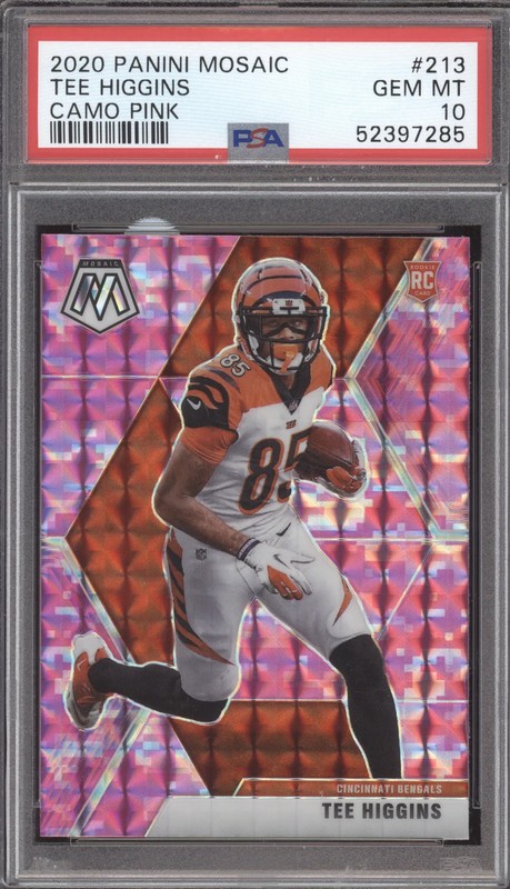 2020 Panini Mosaic Tee Higgins #213 Camo Pink RC PSA 10
