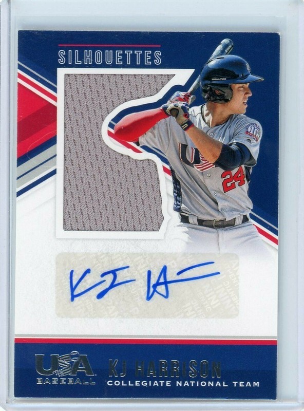 2018 PANINI USA BASEBALL KJ HARRISON SILHOUETTES GAME USED/ AUTO #/103