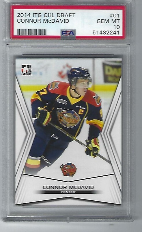 CONNOR MCDAVID DRAFT CARD #1 LEAF ITG ROOKIE WEARING CHL JERSEY PSA GEM MINT 10