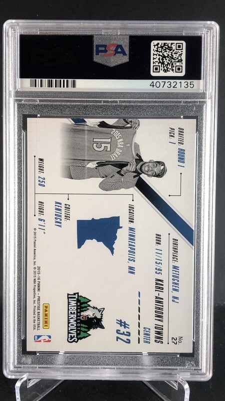 2015 Prestige Prestigious Picks #27 Karl-Anthony Towns RC PSA 10💎📈ROOKIE view 2
