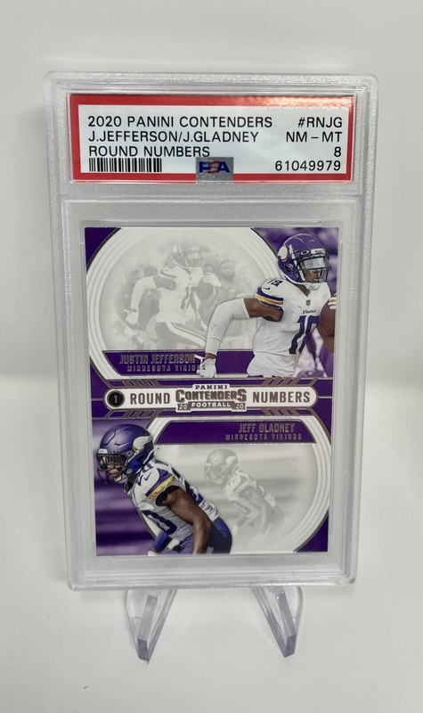 2020 Panini Contenders Justin Jefferson Jeff Gladney Round Numbers PSA 8 Card