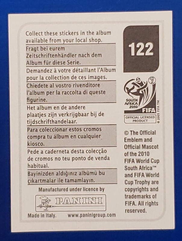 Lionel Messi #122 Argentina - 2010 Panini FIFA World Cup South Africa Sticker view 2