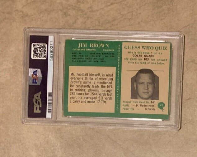 1966 Jim Brown Philadelphia #41 Cleveland Browns Graded PSA 4 VG-EX view 2
