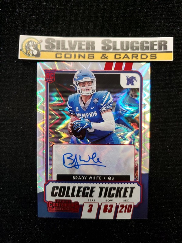 2021 Brady White Contenders Draft College Ticket Red Explosion Auto Memphis