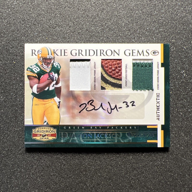 2007 Donruss BRANDON JACKSON #204 Gridiron Gems RC PATCH BALL AUTO /50 - RPA