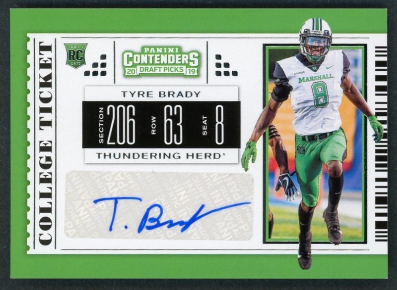 2019 Panini Contenders Draft Picks Tyre Brady Auto Rookie RC #293 Marshall