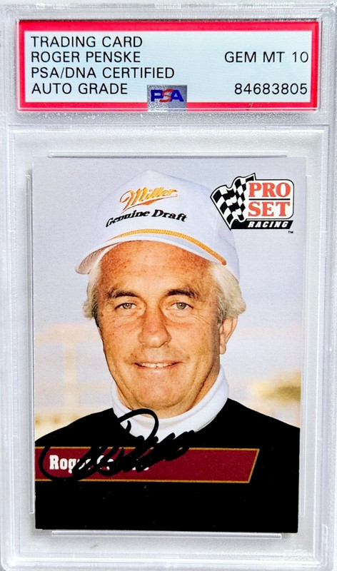 1991 Pro Set Racing #12 Roger Penske Signed Rookie Card Autograph RC PSA 10 Auto