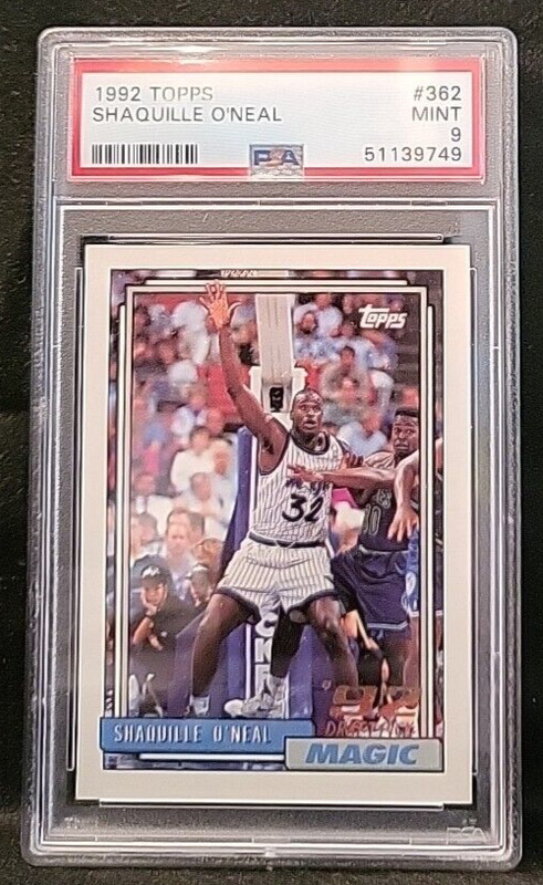 1992 Topps #362  Shaquille Oneal Rookie RC PSA 9 MINT Magic Lakers Shaq