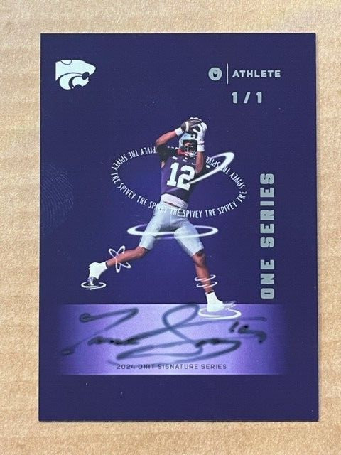 TRE SPIVEY 2024 ONIT Kansas State Football On Card One Series AUTO # 1/1
