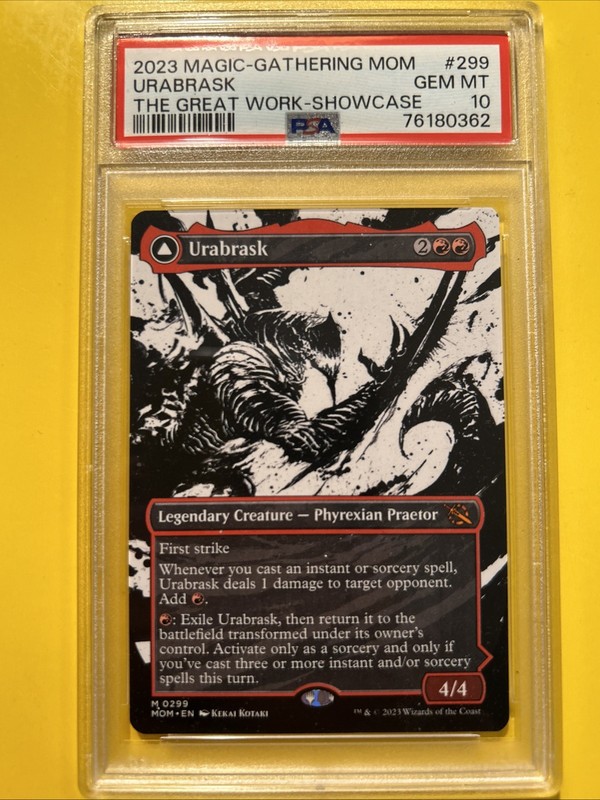 2023 MTG: URABRASK/THE GREAT WORK #299🔥PSA 10 GEM MT🔥MARCH OF MACHINE-SHOWCASE