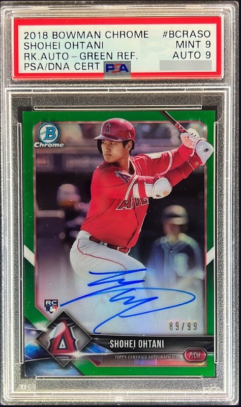2018 Bowman Chrome Shohei Ohtani Green Refractor RC Auto PSA 9/9 Climbing Fast!