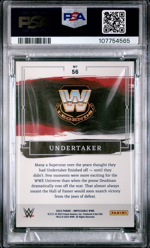 2023 Panini Impeccable WWE Platinum 1/1 Undertaker #56 One Of One PSA 9 view 2