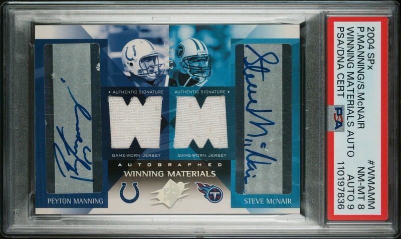 2004 UD SPX Peyton Manning Steve McNair Dual Auto Game Worn Patch PSA  /25