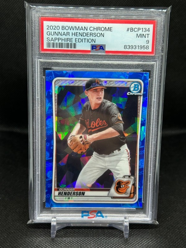 2020 Bowman Chrome Gunnar Henderson Sapphire PSA 9 MINT Orioles view 1