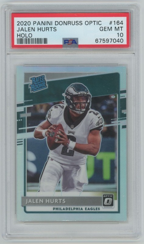 2020 Donruss Optic Rated Rookies Holo Jalen Hurts Eagles #164 PSA 10