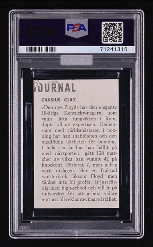 Muhammad Ali Cassius Clay Rookie Card 1960 Hemmets PSA 1 MBA GOLD DIAMOND #23 view 2