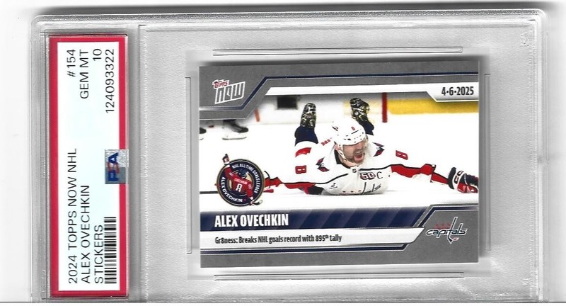2024-25 Alex Ovechkin NHL Topps Now Card Breaks Gretzky's Record #154 PSA 10