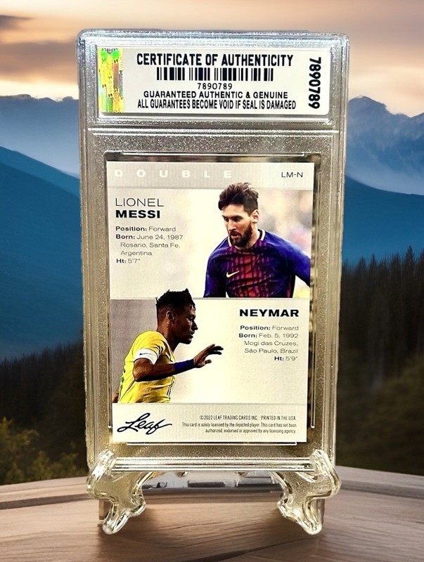 LIONEL MESSI & NEYMAR 2022 LEAF Double GRADED GEM-MT 10 EXCLUSIVE LEGENDS #LM-N
