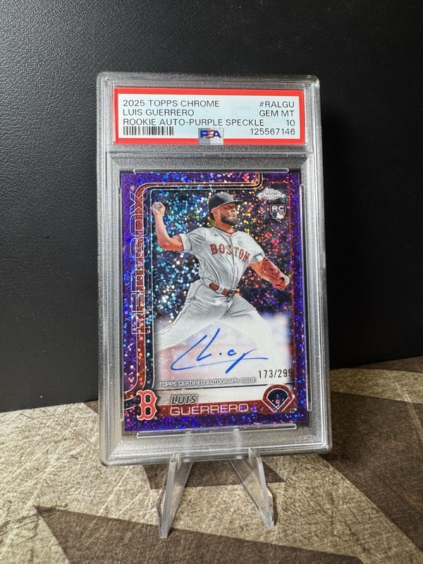 2025 Topps Chrome PSA 10 Luis Guerrero Rookie Auto Purple Speckle /299 #RA-LGU