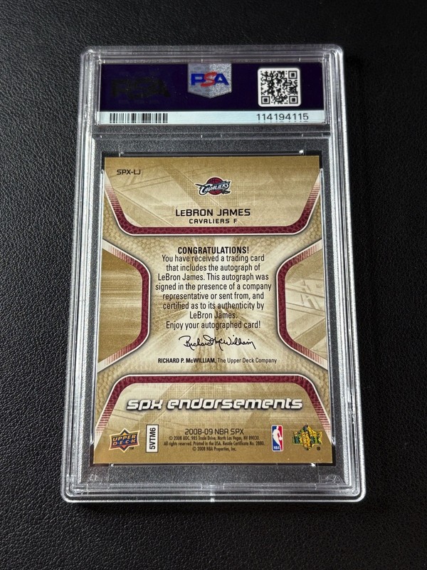 LEBRON JAMES PSA 7/10 2008 SPX ENDORSEMENTS AUTO 7/23 CAVALIERS NEAR MINT  view 2