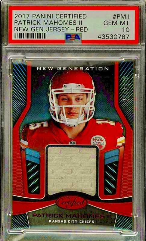 /299 PSA 10 RC Patrick Mahomes 2017 Certified Rookie Patch Mirror Red Holo POP 9