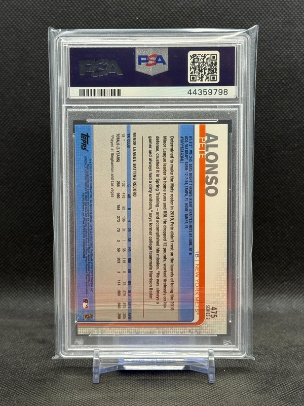 2019 Topps #475 Pete Alonso PSA 10 view 2