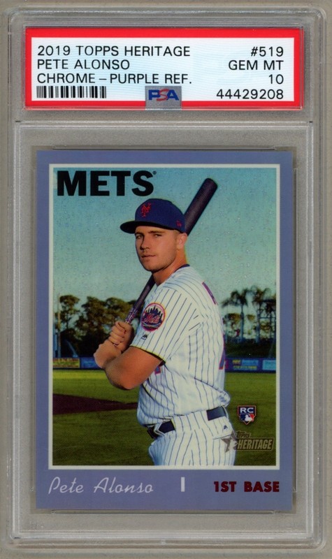 2019 Topps Heritage #THC-519 Pete Alonso Chrome Purple Refractor Rookie PSA 10