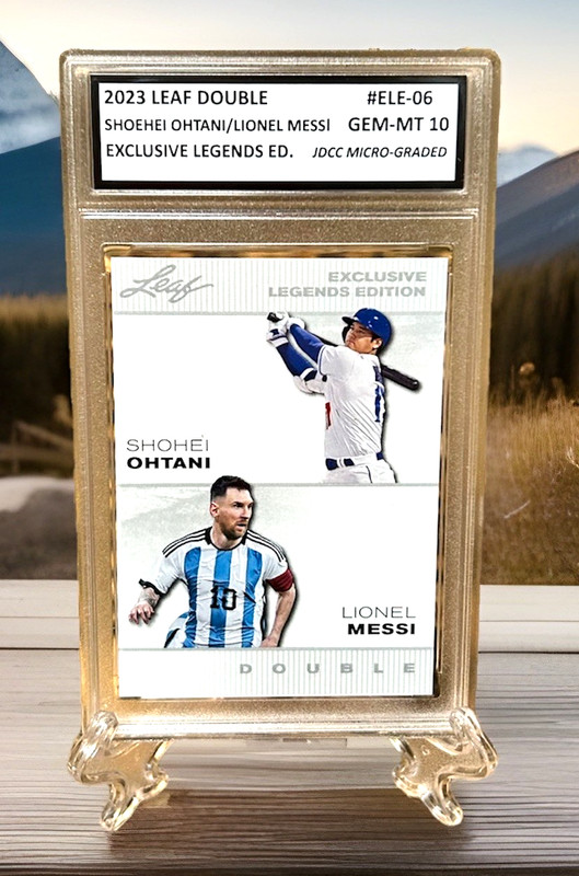 SH0HEI OHTANI/LIONEL MESSI 2023 LEAF ExclusiveLegends GRADED GEM-MT 10 #ELE-06 view 2