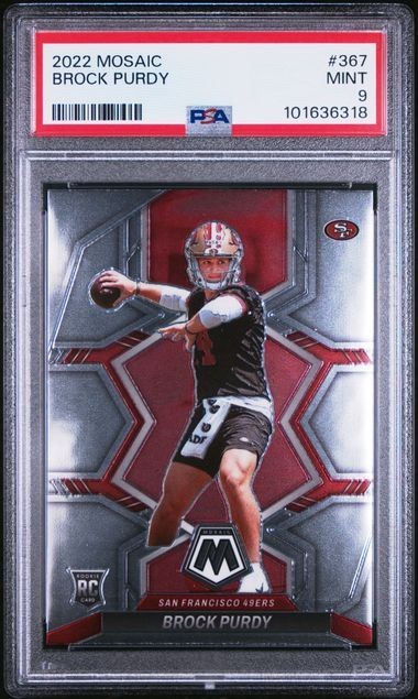 2022 Panini Mosaic Football Brock Purdy Rookie Card No 367 PSA MINT 9