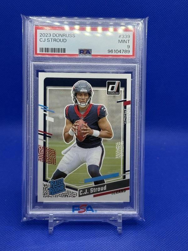 CJ Stroud 2023 Panini Donruss PSA 9 Rated Rookie RC #339 Texans view 1