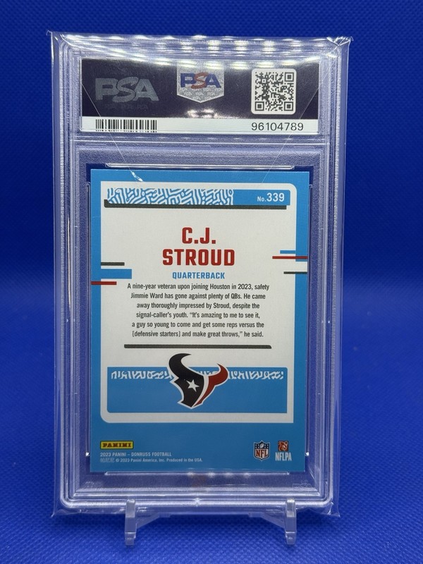 CJ Stroud 2023 Panini Donruss PSA 9 Rated Rookie RC #339 Texans view 2