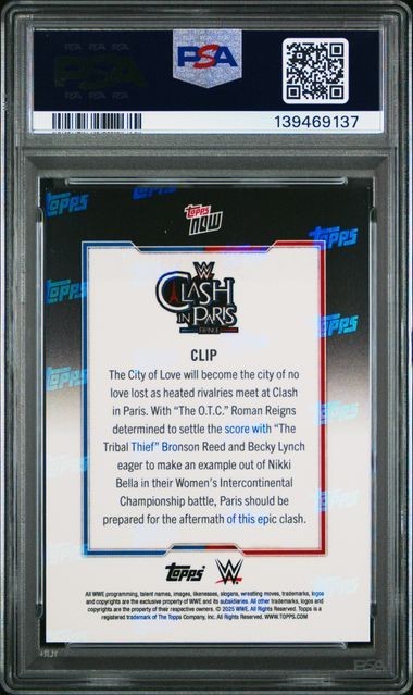 2025 Topps Now WWE Roman Reigns Clash in Paris #CLIP PSA 10 view 2
