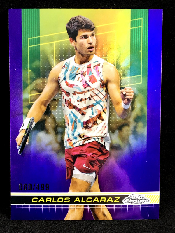Carlos Alcaraz 2024 Topps Chrome Tennis PURPLE Refractor /499 #50 SP B