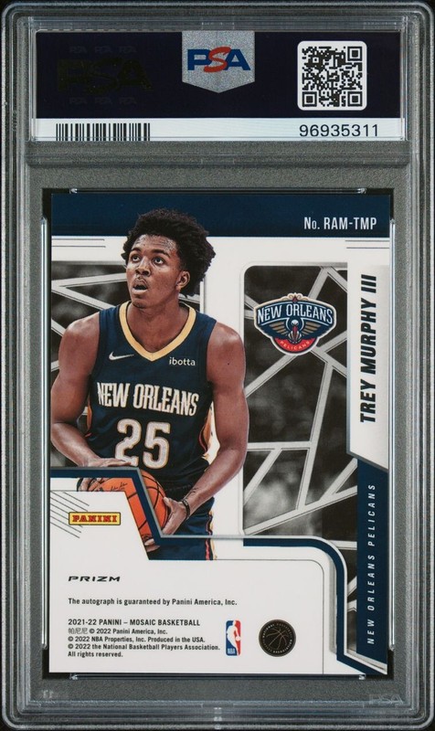 PSA 7 - TREY MURPHY Auto - 2021 Mosaic Rookie Autograph - NEW ORLEANS PELICANS  view 2