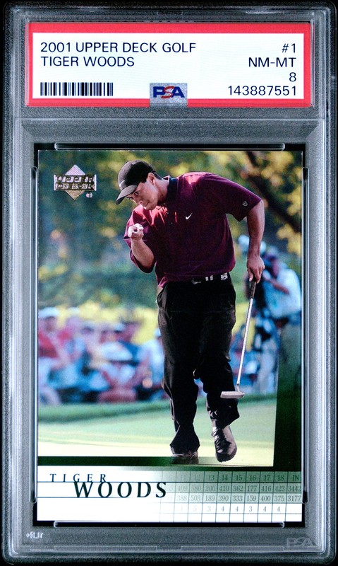 2001 Upper Deck Golf #1 Tiger Woods PSA 8