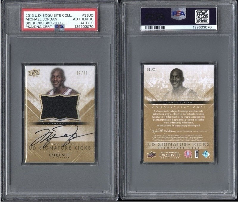 2013-14 UD Exquisite Michael Jordan Signature Kicks On Card Auto /35 Auto PSA 9