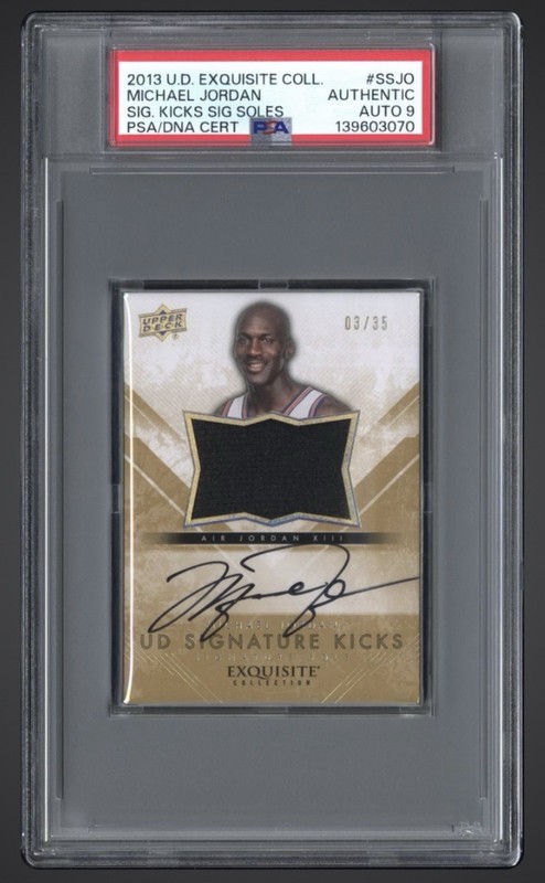 2013-14 UD Exquisite Michael Jordan Signature Kicks On Card Auto /35 Auto PSA 9 view 2