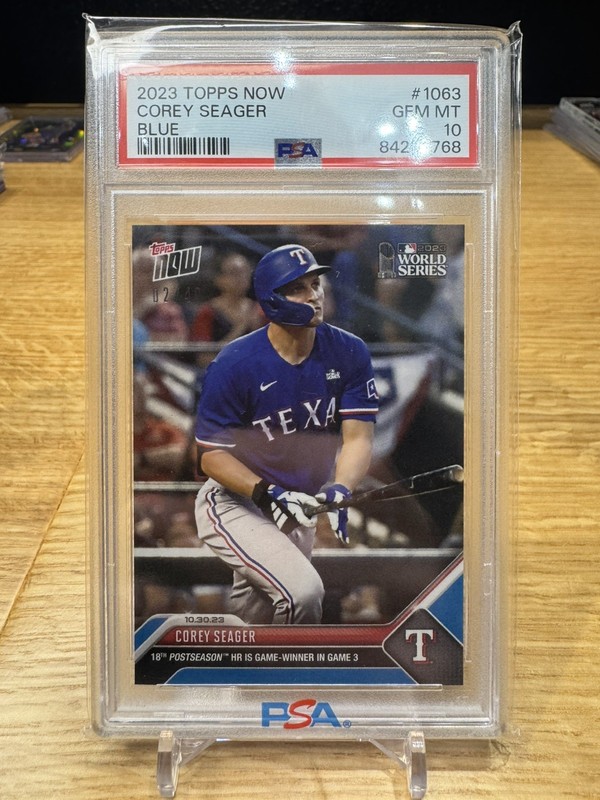 2023 TOPPS NOW #1063 COREY SEAGER BLUE /49 PSA 10 POP 3