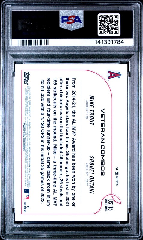 2022 Topps Update #US115 Shohei Ohtani - Mike Trout PSA 9 view 2