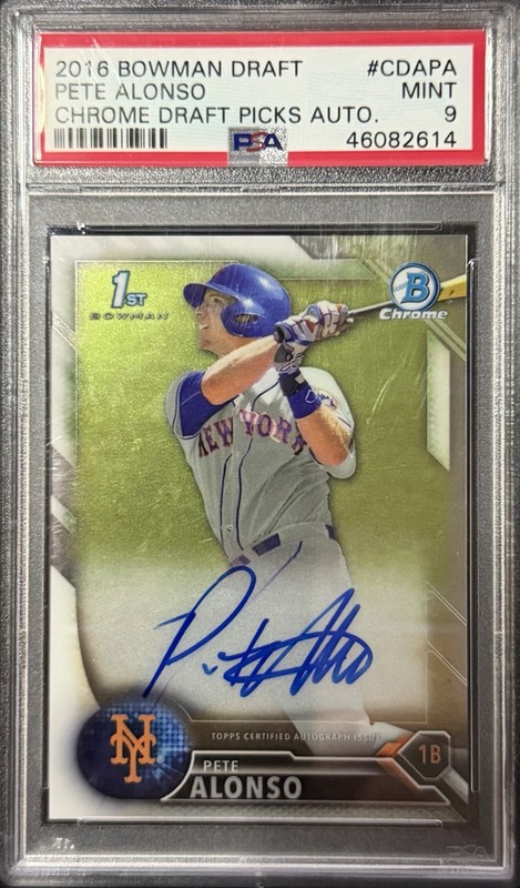 2016 Bowman Draft Chrome 1st Pete Alonso Auto New York Mets #CDA-PA Mint PSA 9 view 1