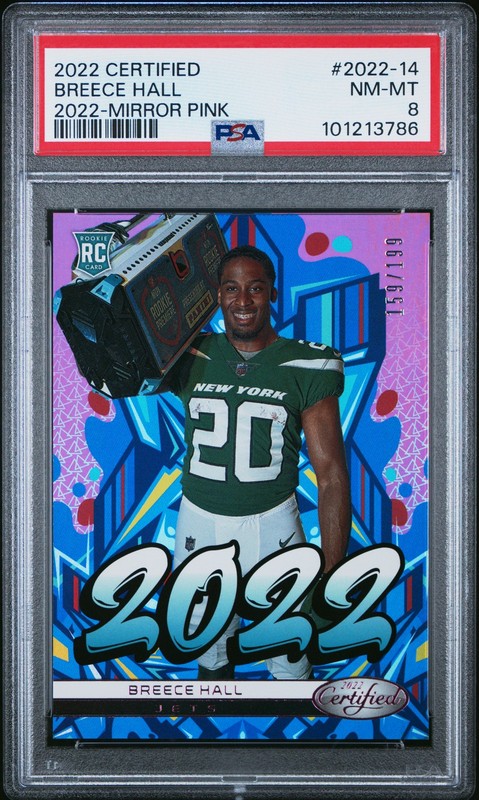2022 Panini Certified 2022 #2022-14 Breece Hall 2022-Mirror Pink PSA 8 /199