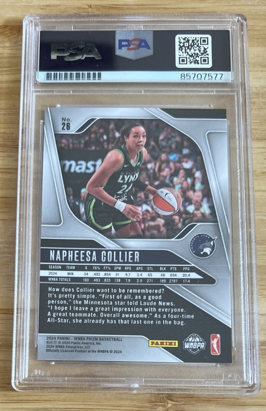 2024 WNBA Prizm Napheesa Collier Auto Autograph Signed Card PSA view 2