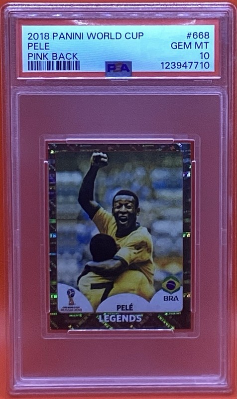 2018 Panini Russia World Cup Pele Gold Sticker Pink Back PSA 10