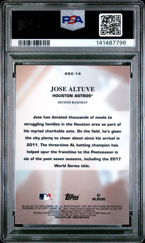 2022 Topps Chrome Heart Of The City #HOC14 Jose Altuve PSA 9 view 2